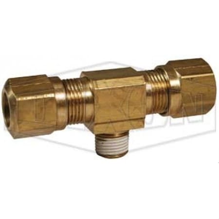 Dixon Air Brake Branch Tee, 7/16-24 x 1/8 x 1/4 in, Straight Thread x Pipe x Tube, Brass, Domestic 72NAB42VS